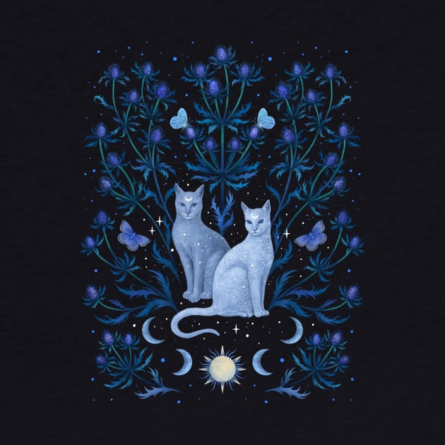 Blue Thistle & Cat by Episodic Drawing